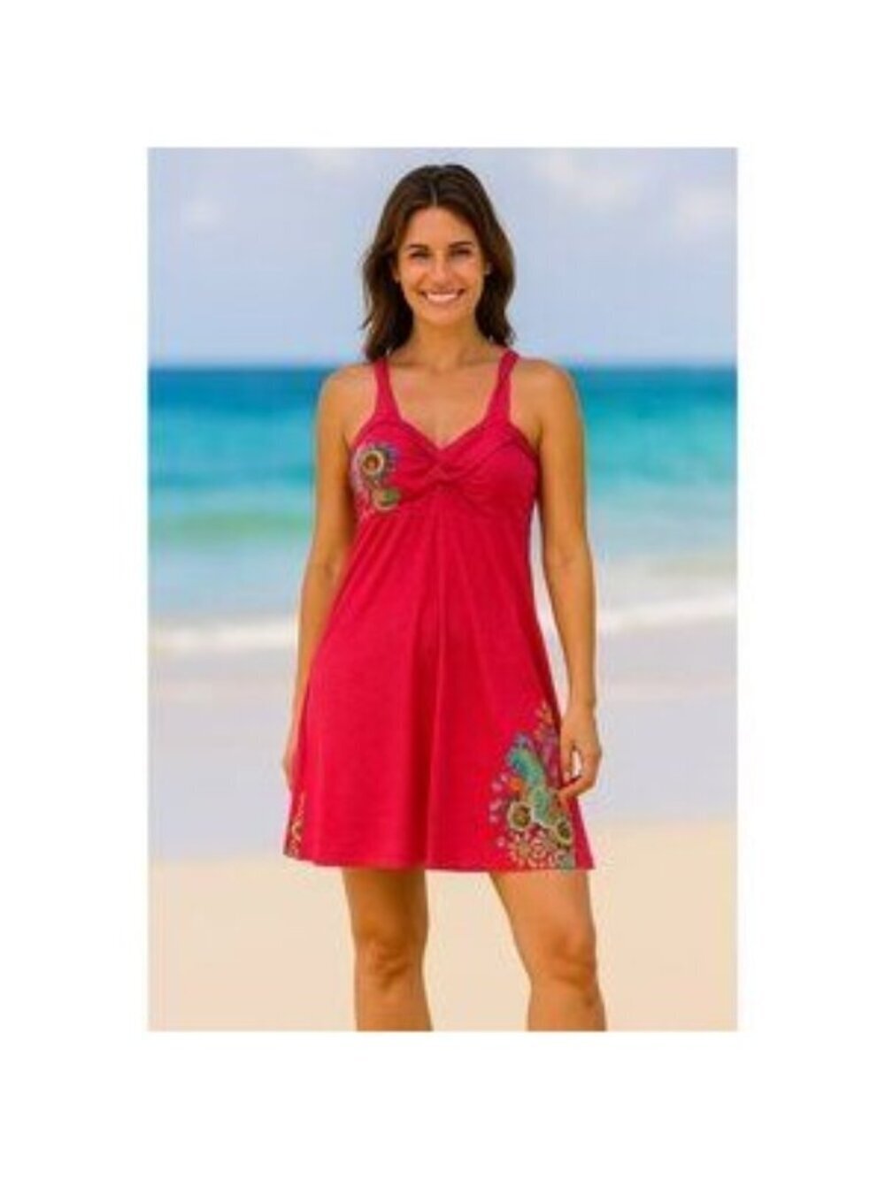 Athleta Heathered Pink Paisley Sexy Racerback Swim Dress Women Size Small